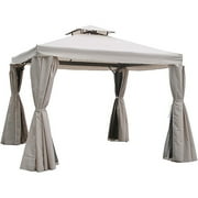 Brisbane Canopy With Side Panels and Netting, Pebble/Brown