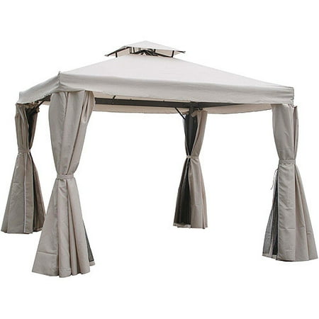 Brisbane Canopy With Side Panels and Netting, Pebble/Brown