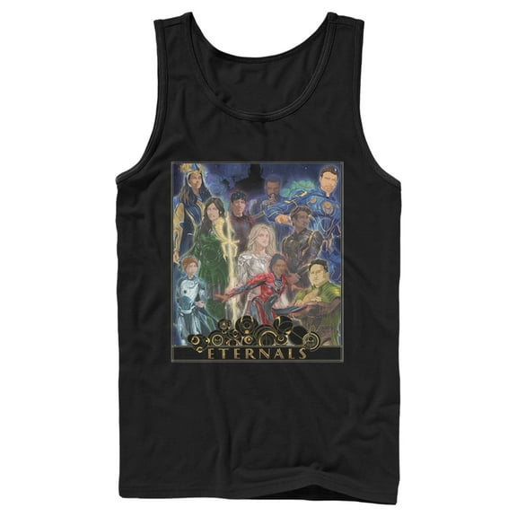 Men's Marvel Eternals Watercolor Poster  Tank Top Black Small