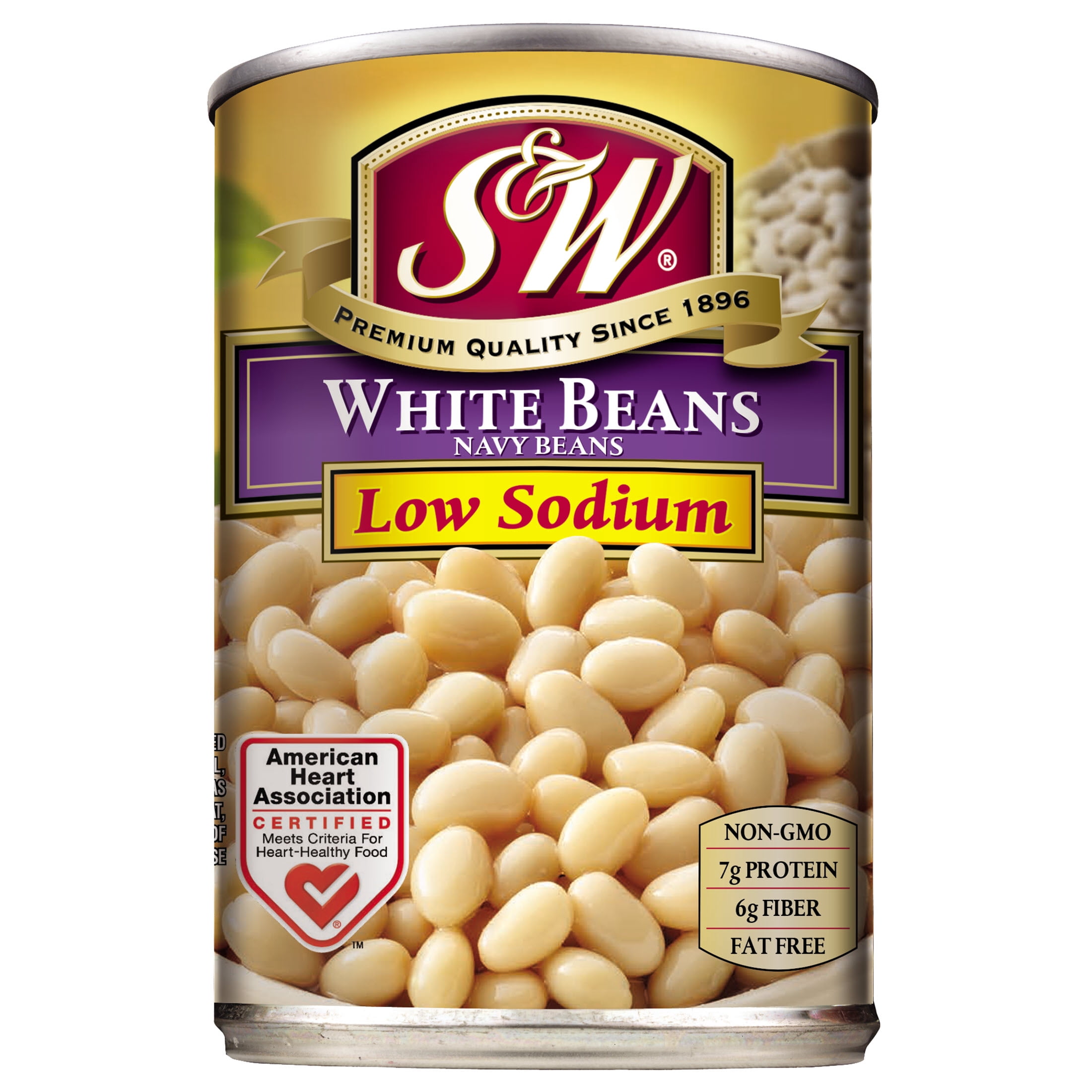 (5 pack) S&W White Beans - Navy Beans - Low Sodium - 15.5 oz. Can