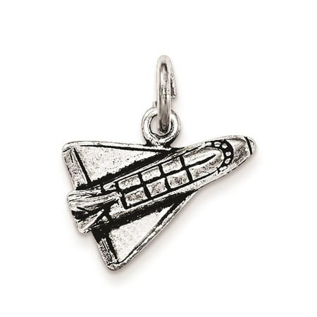 925 Sterling Silver Antiqued 3-D Shuttle Rocket Polished Charm Pendant
