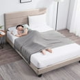 thumbnail image 5 of Lammaloe Full Size Platform Bed Frame with Horizontal Channel Upholstered Headboard, Beige, Full, 5 of 9