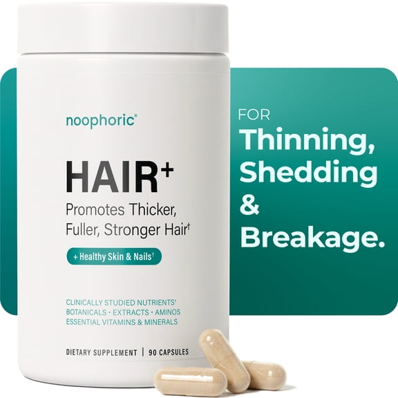 Noophoric Hair Vitamins for Women & Men – Hair Growth Supplement for Hair Skin and Nails with Biotin, Saw Palmetto & Amino Acids, 90 Capsules
