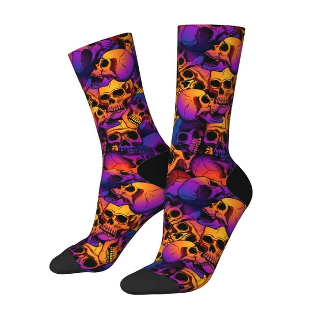 Balery Skull Calcetas Largas con Estampado para Hombre y Mujer – Suaves y Transpirables, Talla Única (US 5-11)