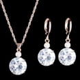 thumbnail image 2 of Yesbay Jewelry Set Round Rhinestone Pendant Necklace Bridal Leaverback Earrings,Golden, 2 of 4