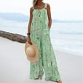 thumbnail image 2 of BangWanChi Womens Jumpsuits Overalls Wide Leg Casual Women's Printed Jumpsuit Casual Button Pocket Sleeveless Wide Leg Trousers, 2 of 8