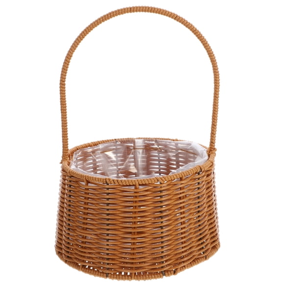 Miangastore Panier à Fleurs Tissé avec Poignée et Doublure Panier à Fleurs Panier de Pique-Nique Extérieur