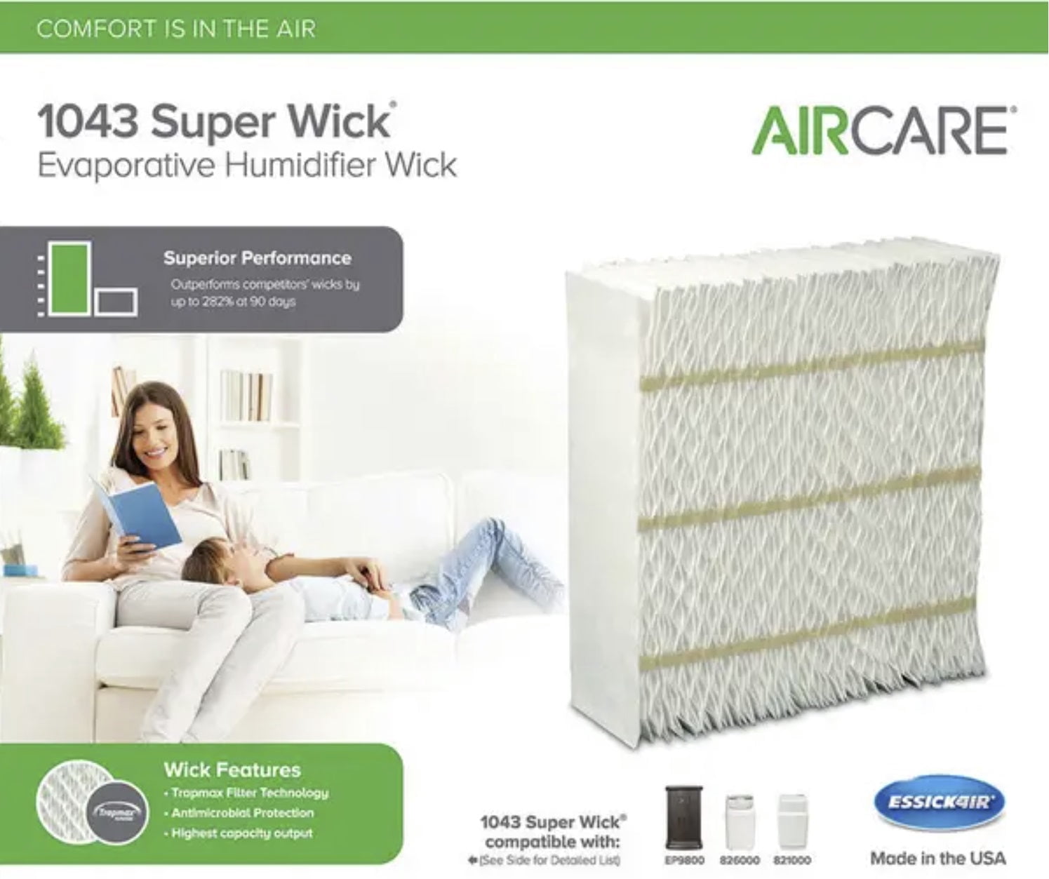 Essick 1043 Replacement Humidifier Wick Filter for Series 800 Humidifiers - Quantity of 3