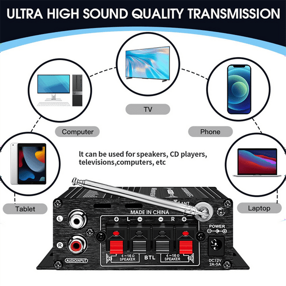 New -350 Class- Power Audio Amplifier Sound Bluetooth Digital Amplifier Car 2 Channel HiFi Stereo AMP
