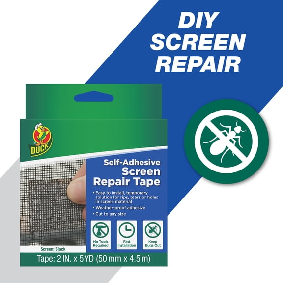Duck Self-Adhesive Screen Repair Tape 2"x15' - Black