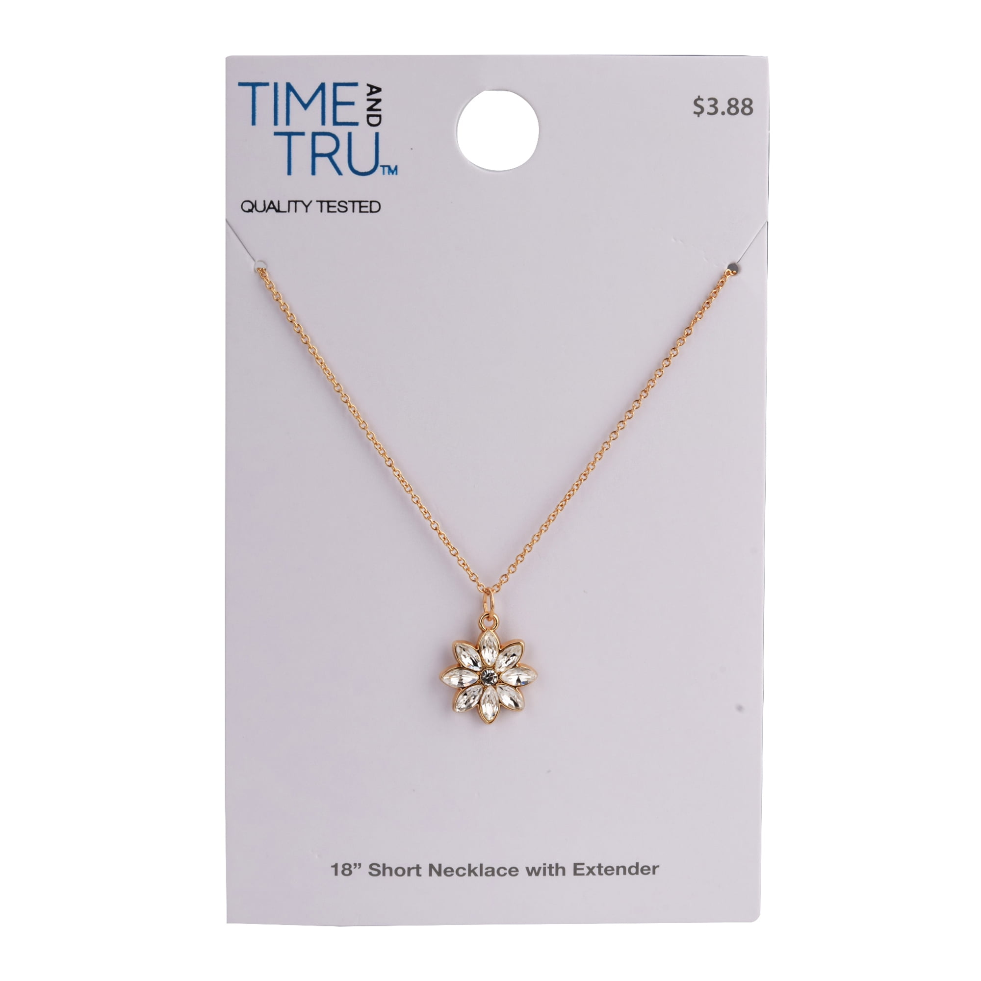 Time And Tru Women's Flower Crystal Delicate Pendant Necklace