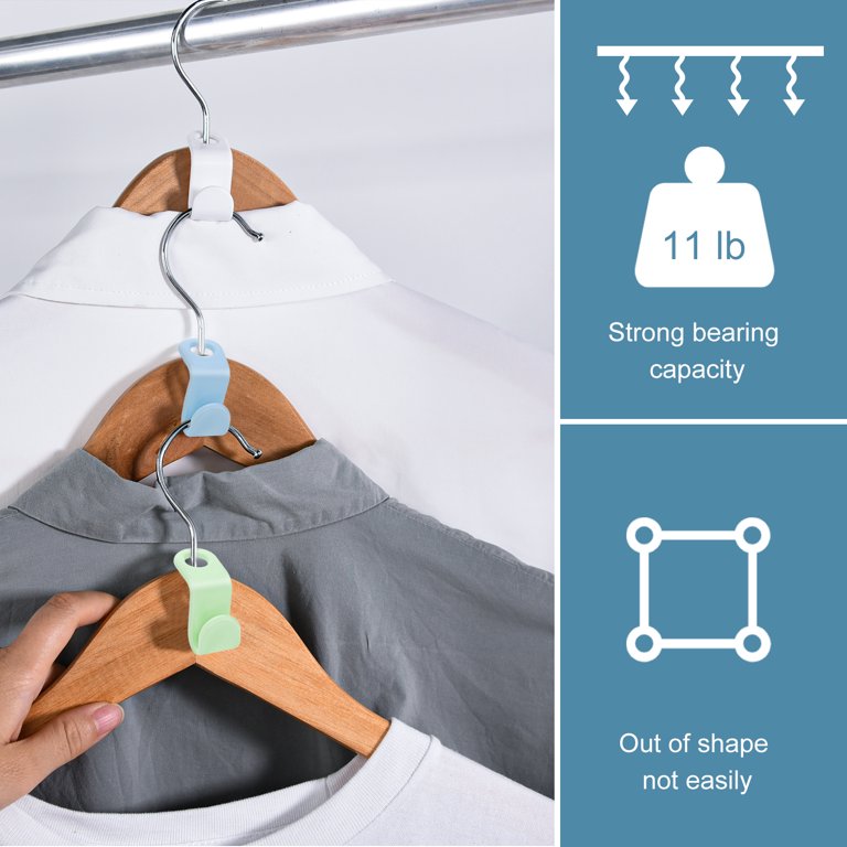 100 Pcs Clothes Hanger Connector Hooks,Heavy Duty Plastic Cascading Hanger  Hooks Extender Clips,Wardrobe Clothing Hangers Connection Hooks for
