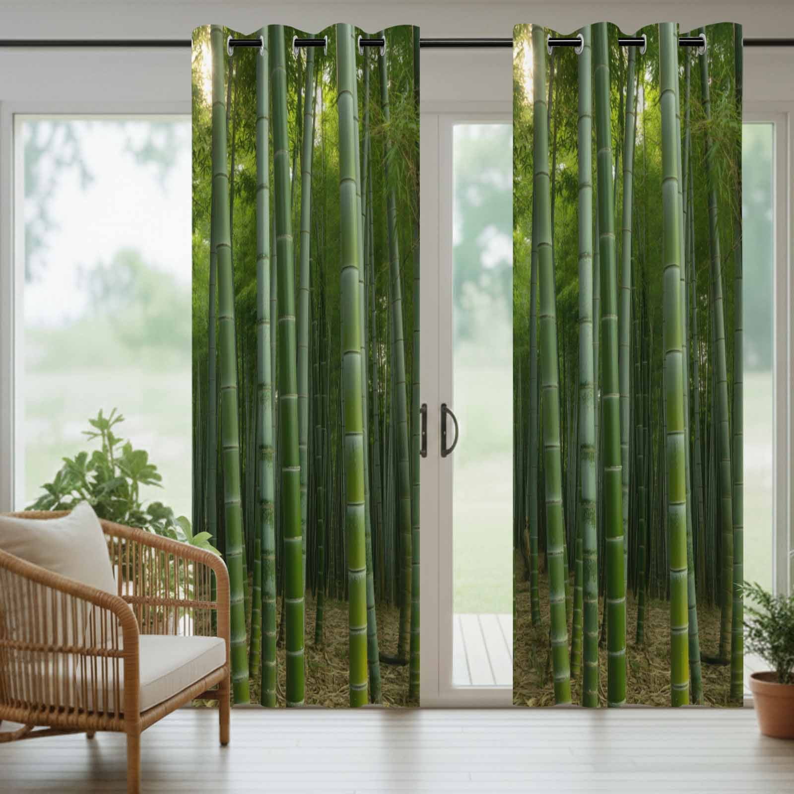 Outdoor Curtains for Patio Waterproof, Green Plants Outdoor Privacy Panels Grommet, Forest Natural Landscape Botanical Blackout Outside Curtains for Porch/Cabana/Pergola/Gazebo 54"x95", 2 Panels
