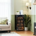 thumbnail image 2 of Vintage Dresser for Bedroom with 4 Storage Drawers Ancient Study Dark Wooden Bookshelf Enigmatic Charm Dressers Chest of Drawers Steel Framed Fabric Closet Organizers for Entryway, 2 of 7