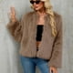 thumbnail image 4 of Chaqueta de abrigo cálida para mujer, de invierno, lisa, con cuello redondo, 4 of 7