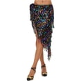 thumbnail image 2 of LWavelet Sequin Fringe Asymmetrical Mini Skirt Women Glitzy Dance Party Trendy Sparkly Bottoms Multicolor One Size, 2 of 4
