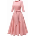 thumbnail image 3 of Cocktail Dresses for Women, Elegant Wedding Guest 3/4 Sleeves Formal Church Dress, Fall 2025, 3 of 13