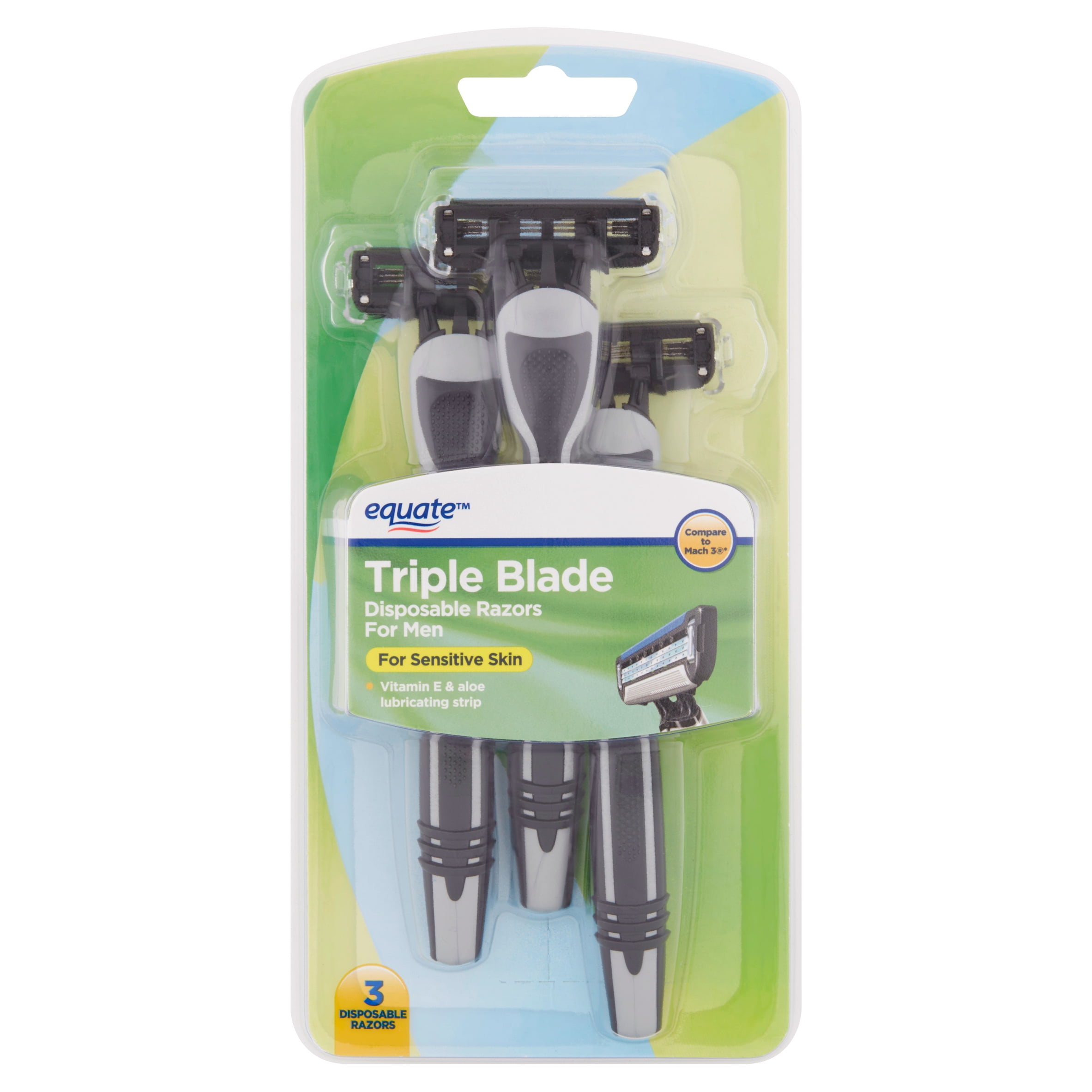 Equate Triple Blade Disposable Razors for Men, 3 count