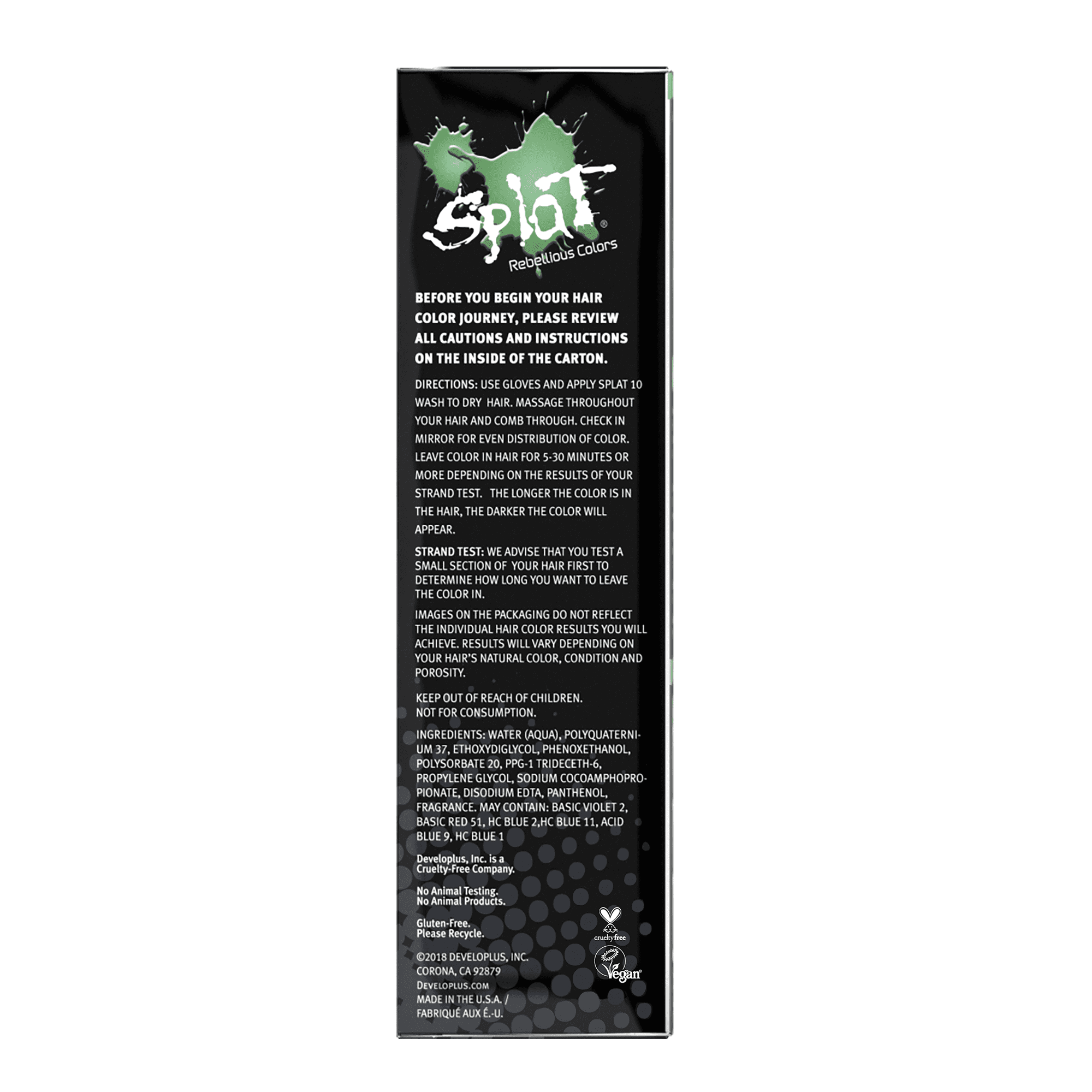 Splat 10 Wash Mint Shake Hair Color, No Bleach Temporary Green Hair Dye