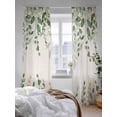 thumbnail image 3 of Sheer Curtains 84 Inches Long 2 Panels Set for Living Room, Sage Green Eucalyptus Semi Sheer Curtains for Windows, Farmhouse Weeping Leaves Linen Voile Window Treatments Rod Pocket Curtain, 3 of 7