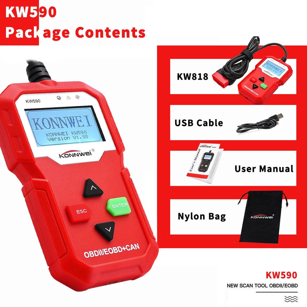 KW590 OBDII EOBD Auto Car Engine Scanner Code Reader Diagnostic Scan Tool