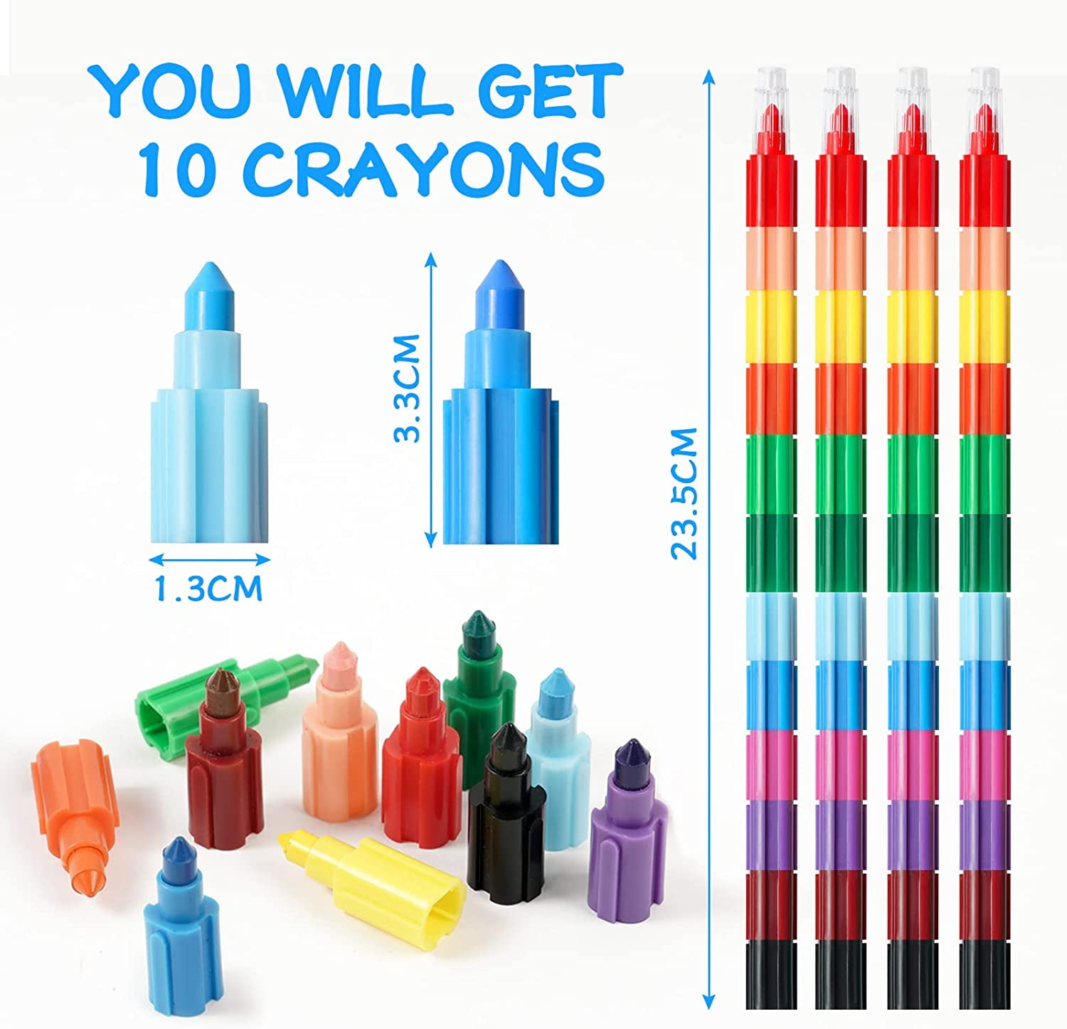 12 x Stacking Crayons, Colouring Pencils Rainbow Point Crayons, Stacking  Crayons Pencil Crayons For Kids, Colouring Pencils Set Painting Drawing  Stationery Supplies Gifts（10pcs） 