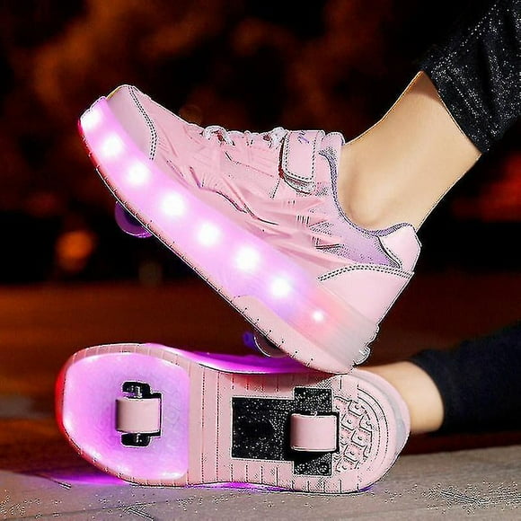 teenager Wheels Shoes Roller Skate Shoes 2 Wheels teenager Deform Sneakers Outdoor Sport Deformation Parkour Runaway Boy Girl Youth Gift-ZJKDGJKJ