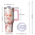 thumbnail image 2 of OBREWU Pink Bichon Frise and Flower Tumbler with Handle and Lid,Pink Bichon Frise and Flower 40oz Double Wall Vacuum Insulated Tumbler,Cups Gift for Women and Men, 2 of 7
