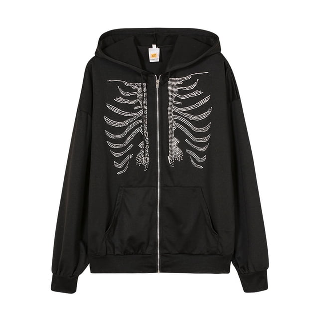 Minnieouse Sudadera con capucha y cremallera para mujer, jersey de manga larga de acrílico para invierno, suéter deportivo informal liso a la Prendas para la parte del cuerpo Negro METRO