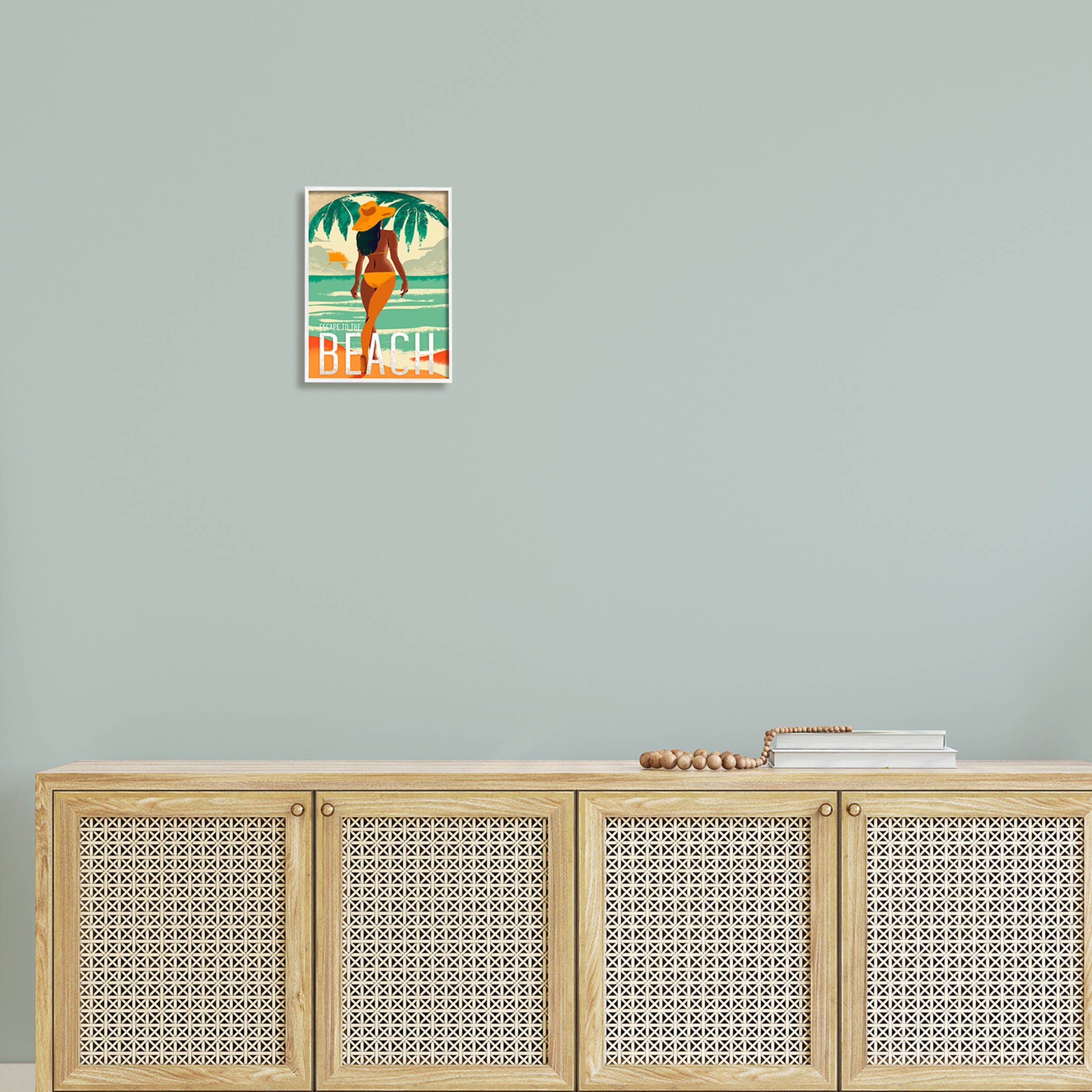 Stupell Industries Escape to Beach Vacation Graphic Art White Framed Art Print Wall Art, Design by Ziwei Li