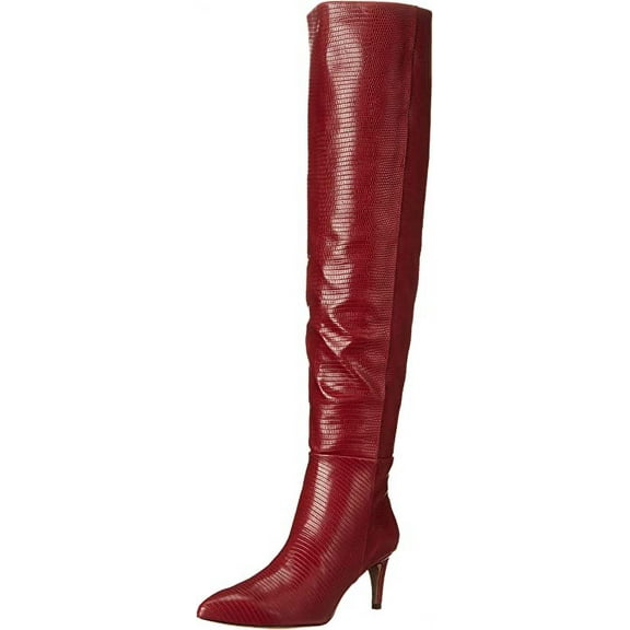Sam Edelman Ursula Rhubarb Pointed Toe High Knee Kitten Skinny Heel Fashion Boot (Rhubarb, 5)