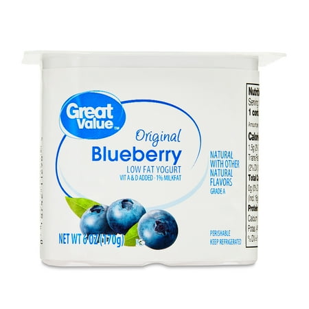 Great Value Original Blueberry Low-fat Yogurt, 6 oz