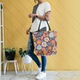 thumbnail image 4 of FORMRS Womens Canvas Tote Bag with Zipper Inner Pocket Shoulder Handbag, Colorful Flowers, 4 of 7
