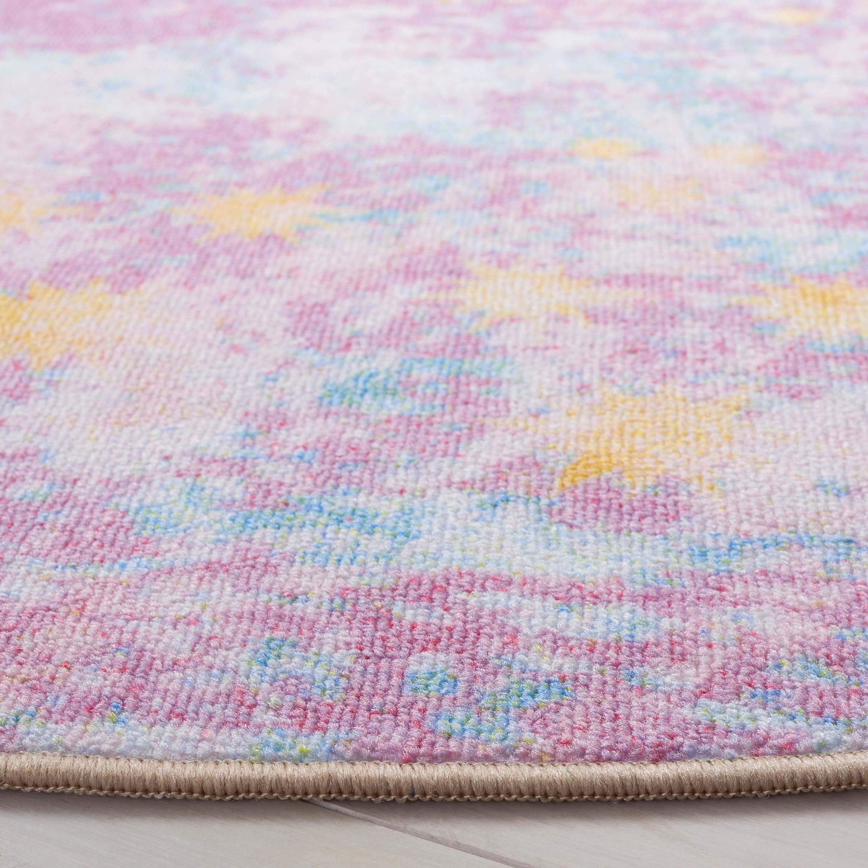 Safavieh Kids Playhouse Stars in the Night Sky Machine Washable Area Rug, Purple/Light Blue, 3'3" x 3'3" Round