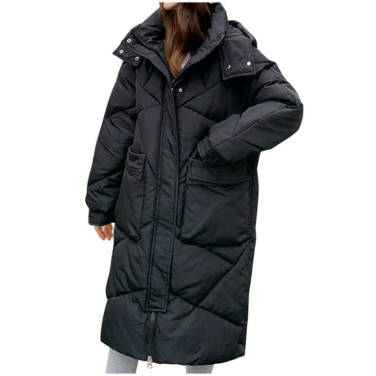 Aboser Womens Hooded Quilted Coats Winter Long Sleeve Puffer