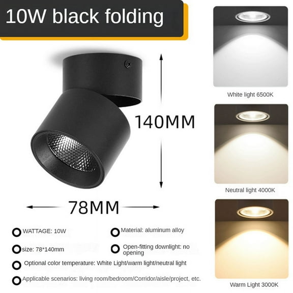 COB Led Spotlights Wall Spot Led Light Lamp Foldable Mounted Indoor Lighting 10W for Living Room Kitchen