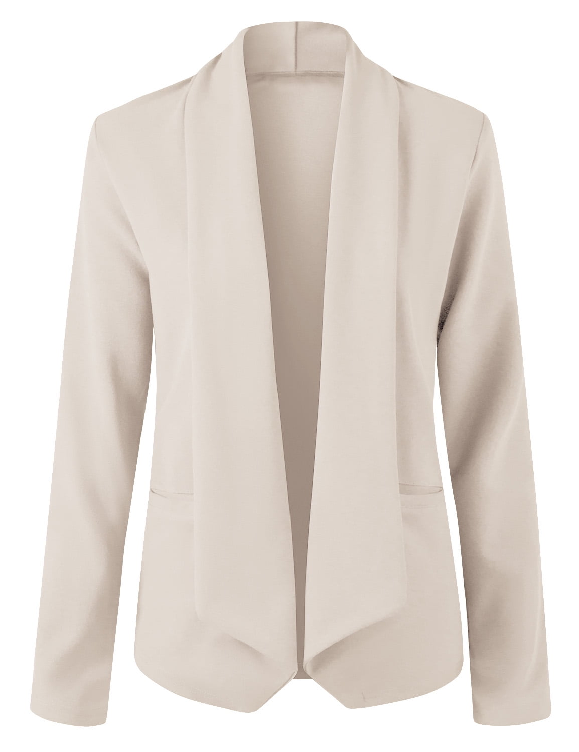 DOUBLJU Womens Long Sleeve Cardigan Lightweight Open Front Office Blazer with Plus Size 