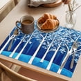 thumbnail image 3 of Blue Tree Forest Placemats Set of 8 Leaves Abstract Retro Watercolor Place Mats Indoor Wipeable Table Mats Washable Cloth Dining Table Placemats for Kitchen Holiday Party Home Decor 13x19 Inch, 3 of 9