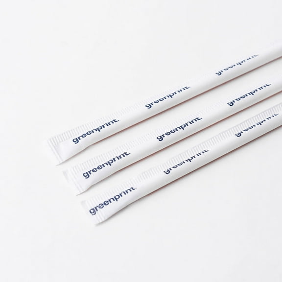 Greenprint® Biofading Foodware™ Natural Agave 8.25" Standard Straw, Paper Wrapped 2,000 ct