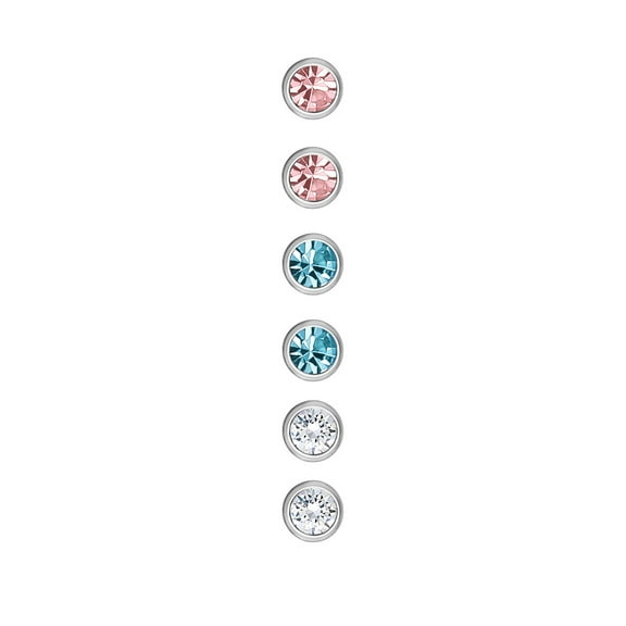 Hot Silver Women's 22G Multi-Color Crystal Nose Ring Set - 6 Pack