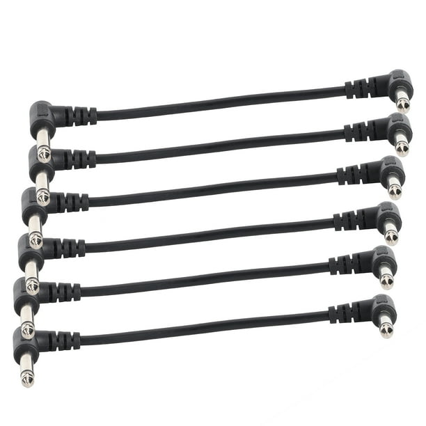 Cables de Pedal de efectos de guitarra, 6 uds., codo de 6,35mm, conector de ángulo recto, cabezal de 6 pulgadas de longitud