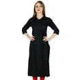 thumbnail image 2 of Bimba Women 3/4 Sleeve Formal Black Tunic Collar Neck Casual Kurta Kurti, 2 of 7