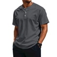 thumbnail image 3 of Hearthz Henley T Shirts for Men 3 Button Mens Short Sleeve Shirt Basic Breathable Moisture Wicking Men's Athletic Shirts & Tees Dark Gray XL, 3 of 6