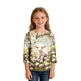 thumbnail image 4 of PWPSG Happy Easter Day Shirt for Kid 3D Graphic T Shirts Cute Easter Eggs & Bunny Rabbit Prints Tops 3/4 Sleeve Crewneck Blouses Spring Fall Outfits for Girl Multicolor 11 Years, 4 of 9