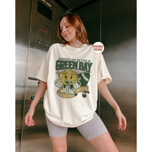 Sundays Are Better in Green Bay Football Shirt, Cheese Head Nation Comfort Colors Wisconsin T-Shirt