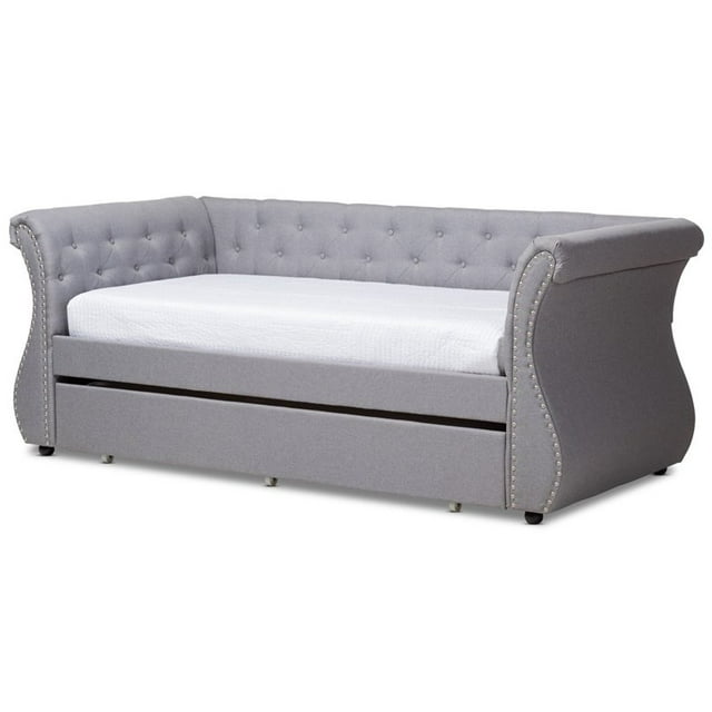 Pemberly Row Lit de Repos Classique Touffeté avec Gigogne en Gris