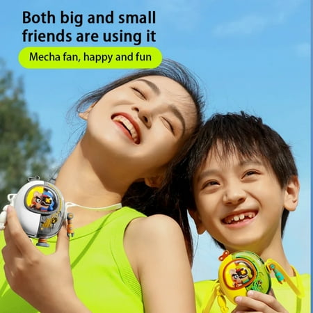 

Ideal USB Rechargeable Small Mech Fan for Kids - Adorable and Cute Mini Cartoon Fan - Portable Toy Fan for Outdoor Use - Cute Wearable Hanging Neck Fan - Perfect Gift for Students on Chil