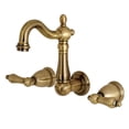 thumbnail image 4 of Kingston Brass  Heritage Two-Handle 3-Hole Wall Mount Bathroom Faucet Matte Black Matte, 4 of 5