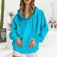 thumbnail image 2 of YUELONGHU Women Casual Hoodie Womens Sweatshirt Jacket with Pockets Women's Casual Pullover Hoodie Solid Color Raglan Sleeve Comfortable Sweatshirt Lightweight Warm Hooded Jacket for Everyday Wear M, 2 of 7