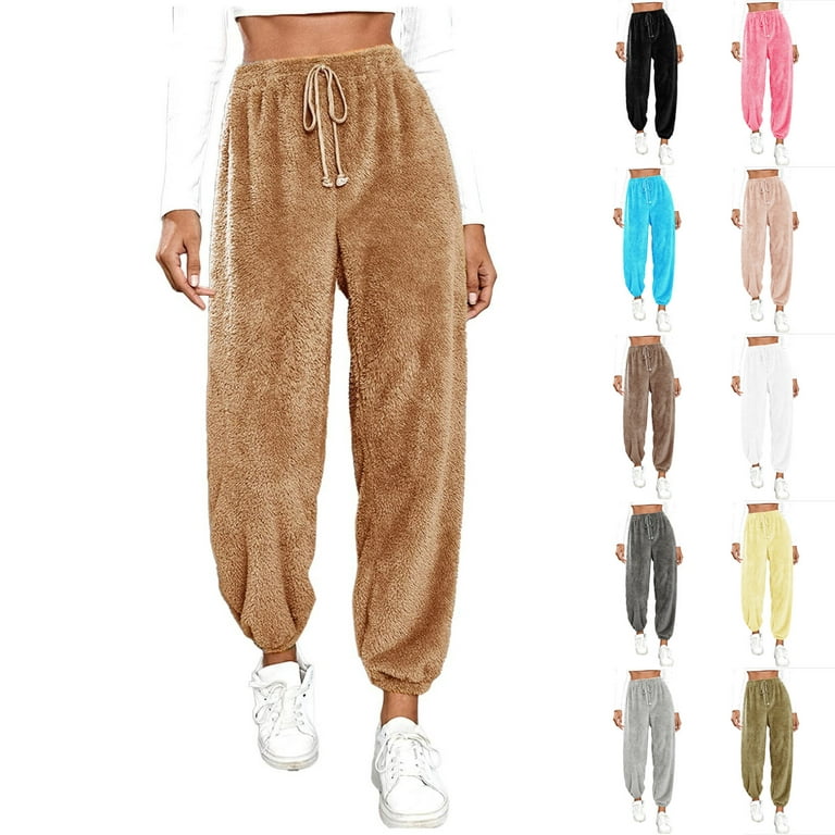 Zodggu Solid Color Loose Fit Soft Sweatpants for Women Jogger